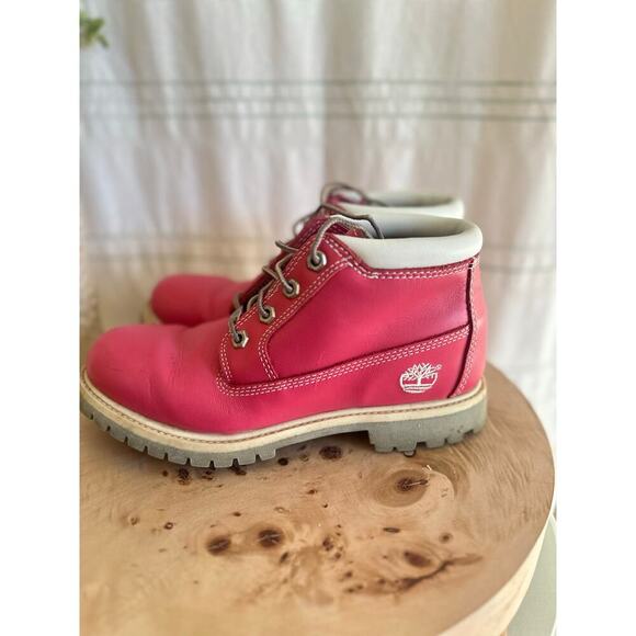 Timberland Nellie Chukka Waterproof Boots Pink Leather Women’s Size 8 Y2K - Picture 1 of 8